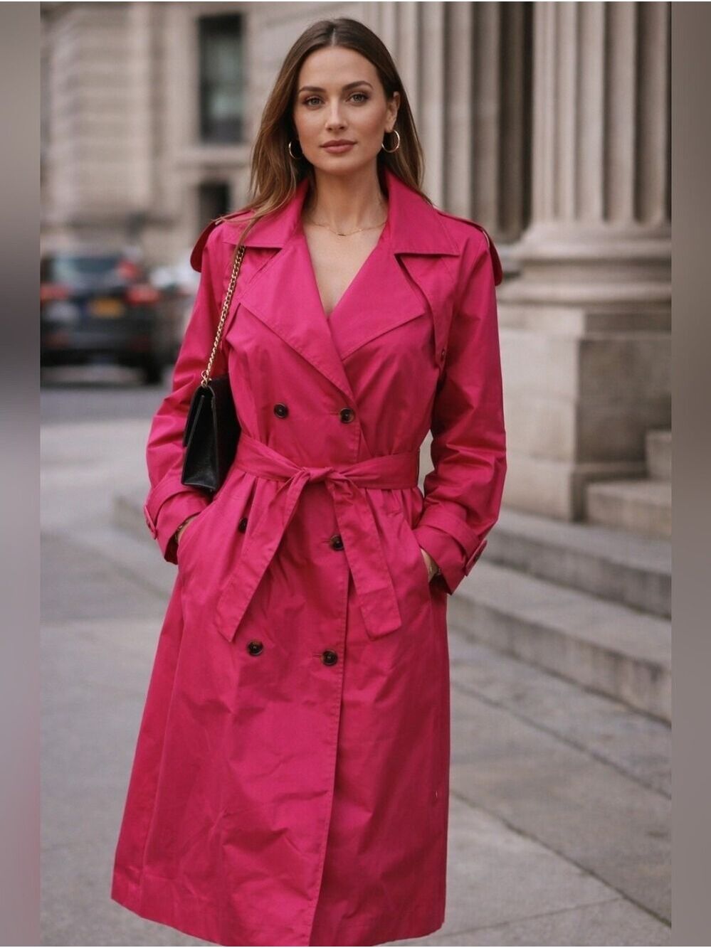 Rare Find 💎 Vintage 80s  Forenza Mobwife Women’s HotPink Trench Coat. 13/14